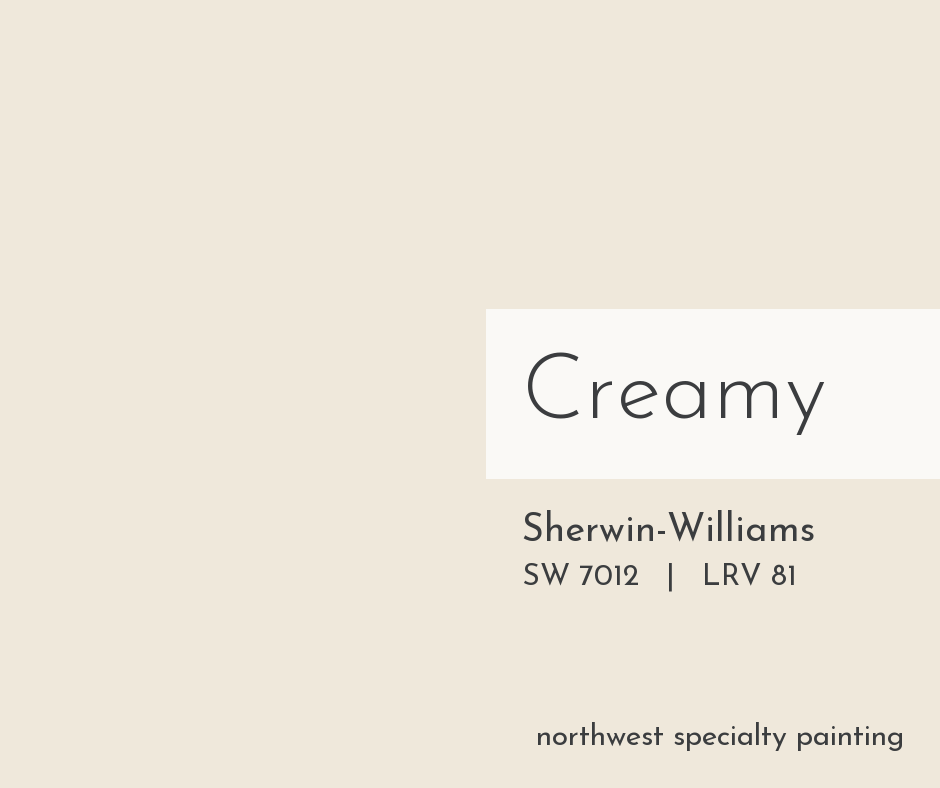 Sherwin-Williams Creamy SW 7012 warm white paint color swatch
