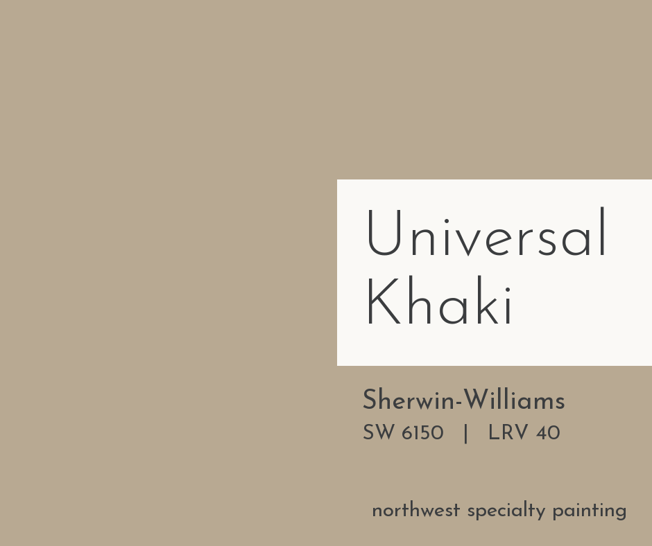 Sherwin-Williams Universal Khaki SW 6150 warm neutral paint color swatch