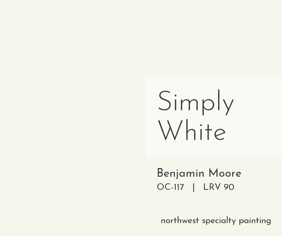 Benjamin Moore Simply White OC-117 warm white paint color swatch