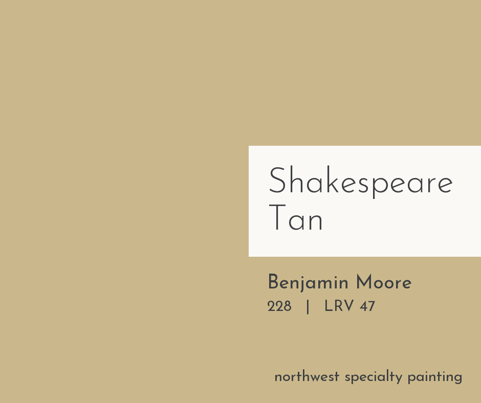 Benjamin Moore Shakespeare Tan 228 golden tan paint color swatch Benjamin Moore Shakespeare Tan 228 golden tan paint color swatch