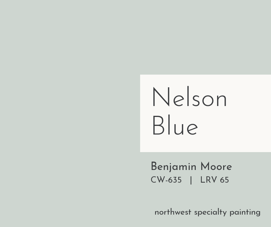 Benjamin Moore Nelson Blue CW-635 pale blue paint color swatch Benjamin Moore Nelson Blue CW-635 pale blue paint color swatch