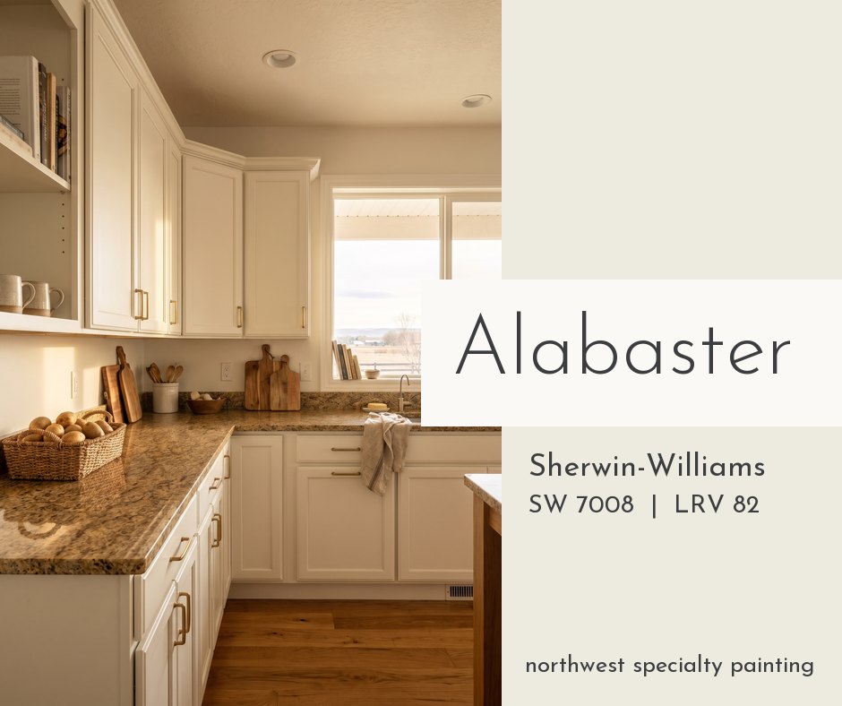 Creamy white kitchen cabinets painted Sherwin-Williams Alabaster SW 7008 Creamy white kitchen cabinets painted Sherwin-Williams Alabaster SW 7008