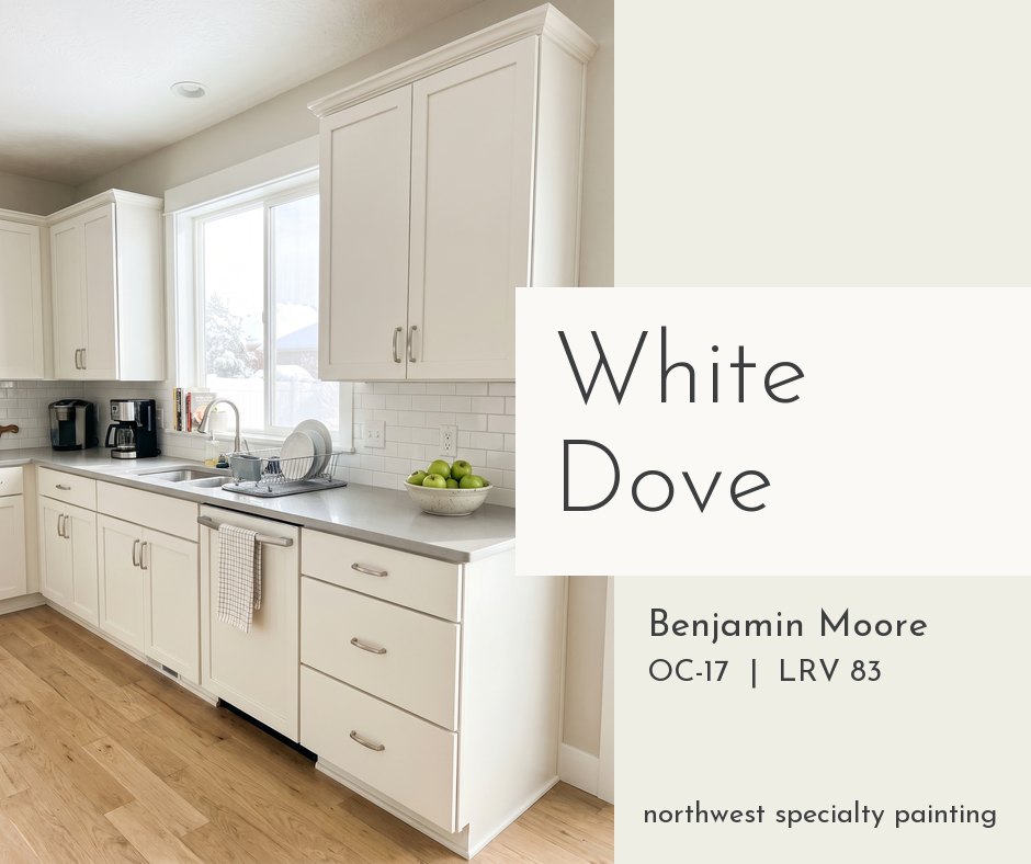 White shaker kitchen cabinets painted Benjamin Moore White Dove OC-17 White shaker kitchen cabinets painted Benjamin Moore White Dove OC-17