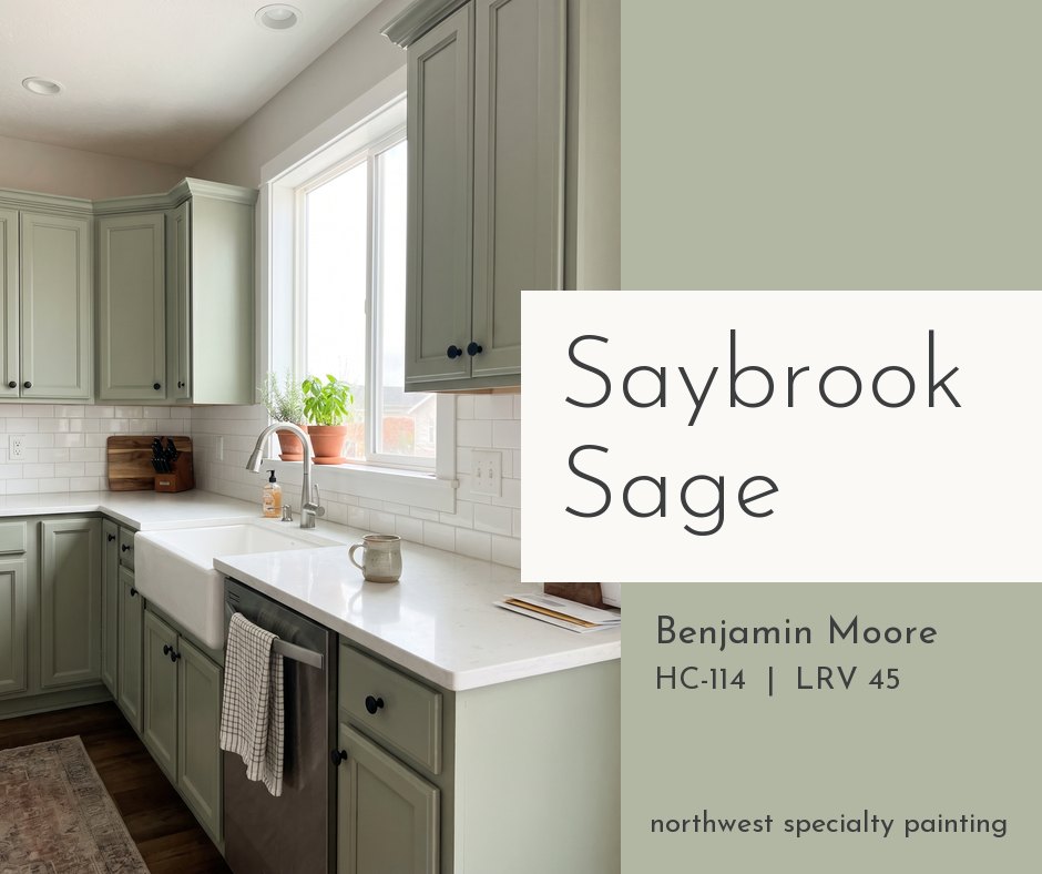 Sage green kitchen cabinets painted Benjamin Moore Saybrook Sage HC-114 Sage green kitchen cabinets painted Benjamin Moore Saybrook Sage HC-114