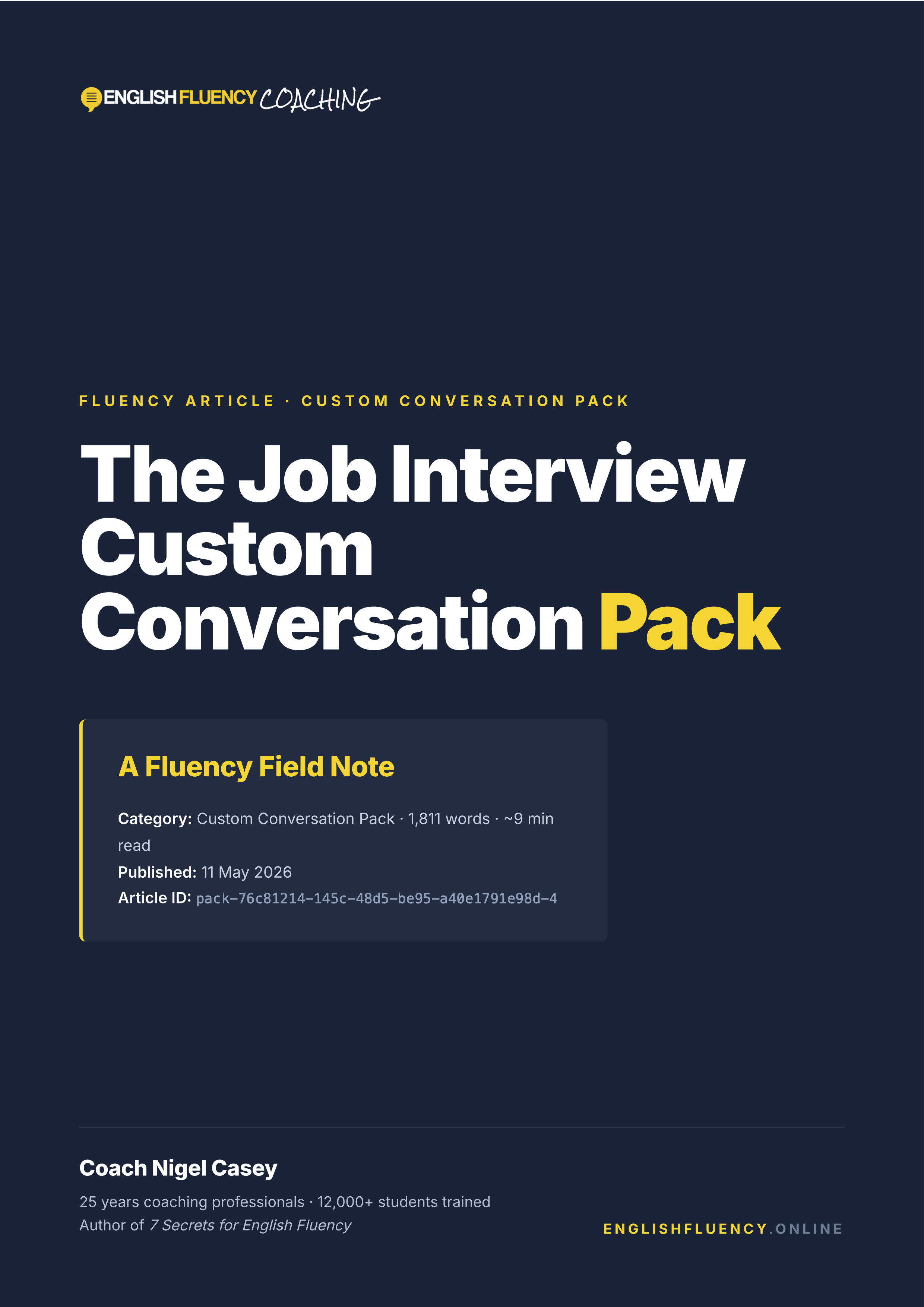 The Job Interview Conversation Pack cover