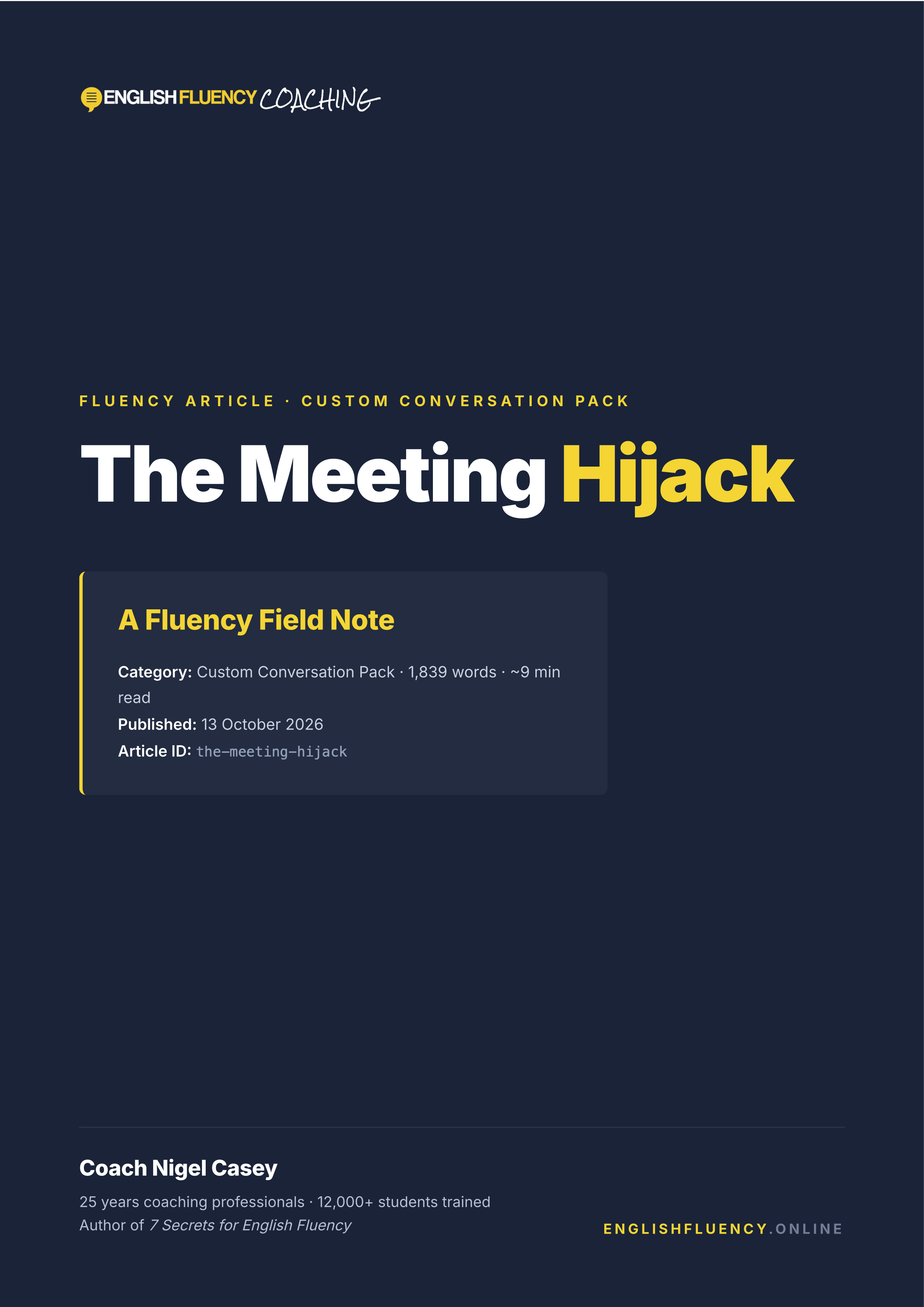 The Meeting Hijack cover