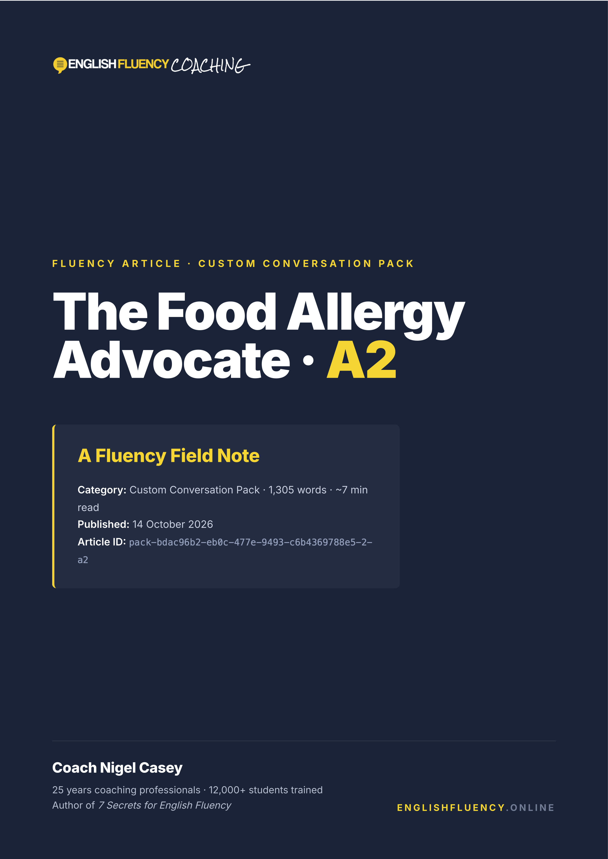 The Food Allergy Advocate · A2 cover