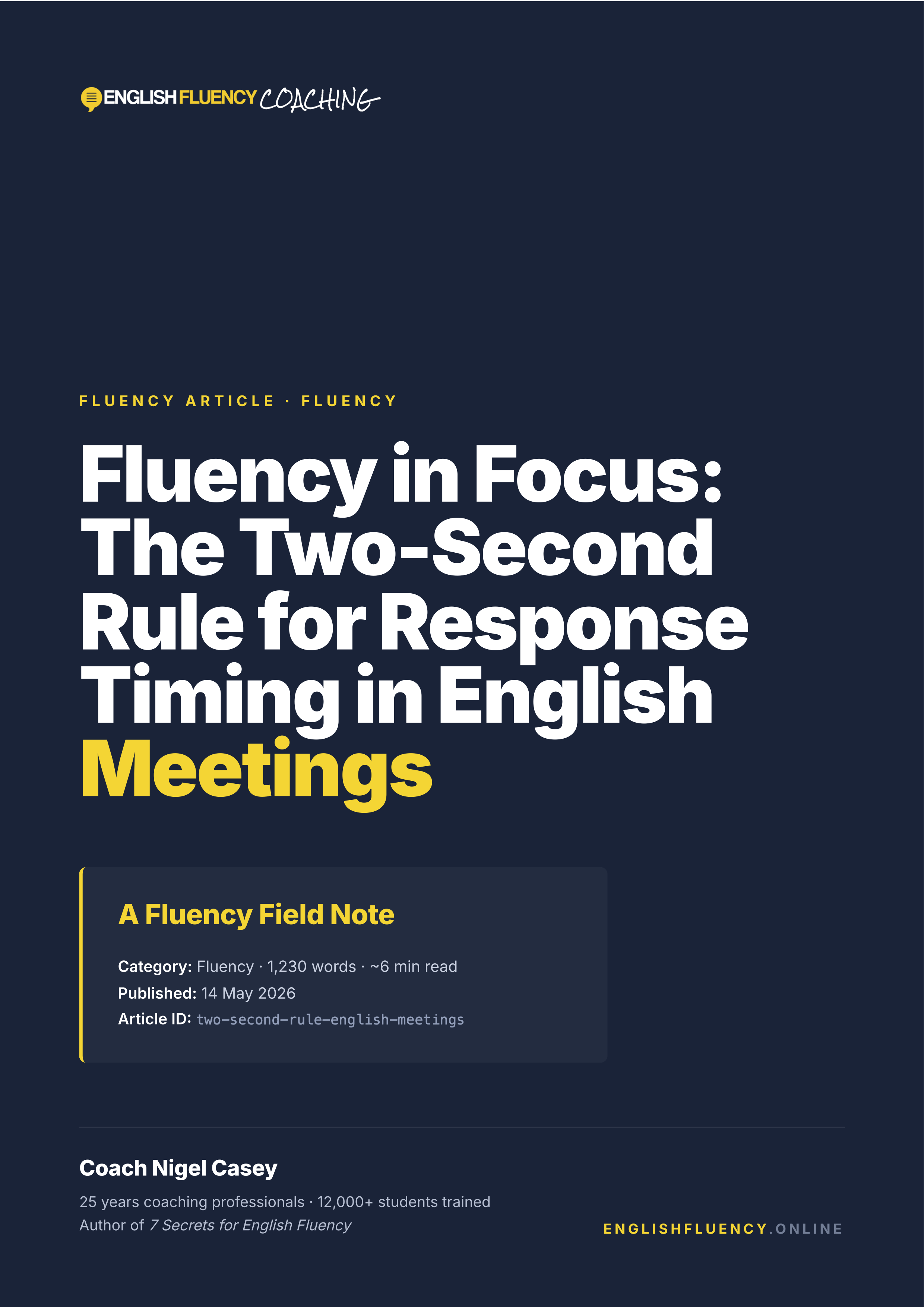 Fluency in Focus: The Two-Second Rule for Response Timing in English Meetings cover