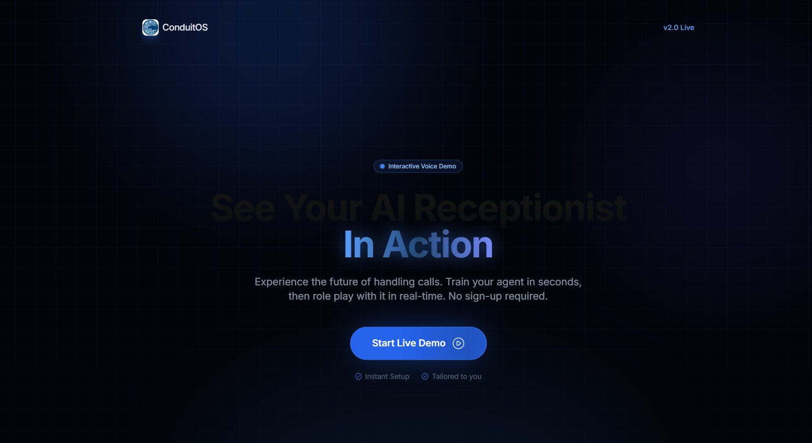 Demo call interface showing an AI voice agent booking a service appointment