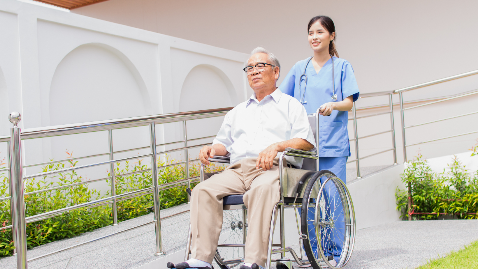 Caregiver with elderly patient