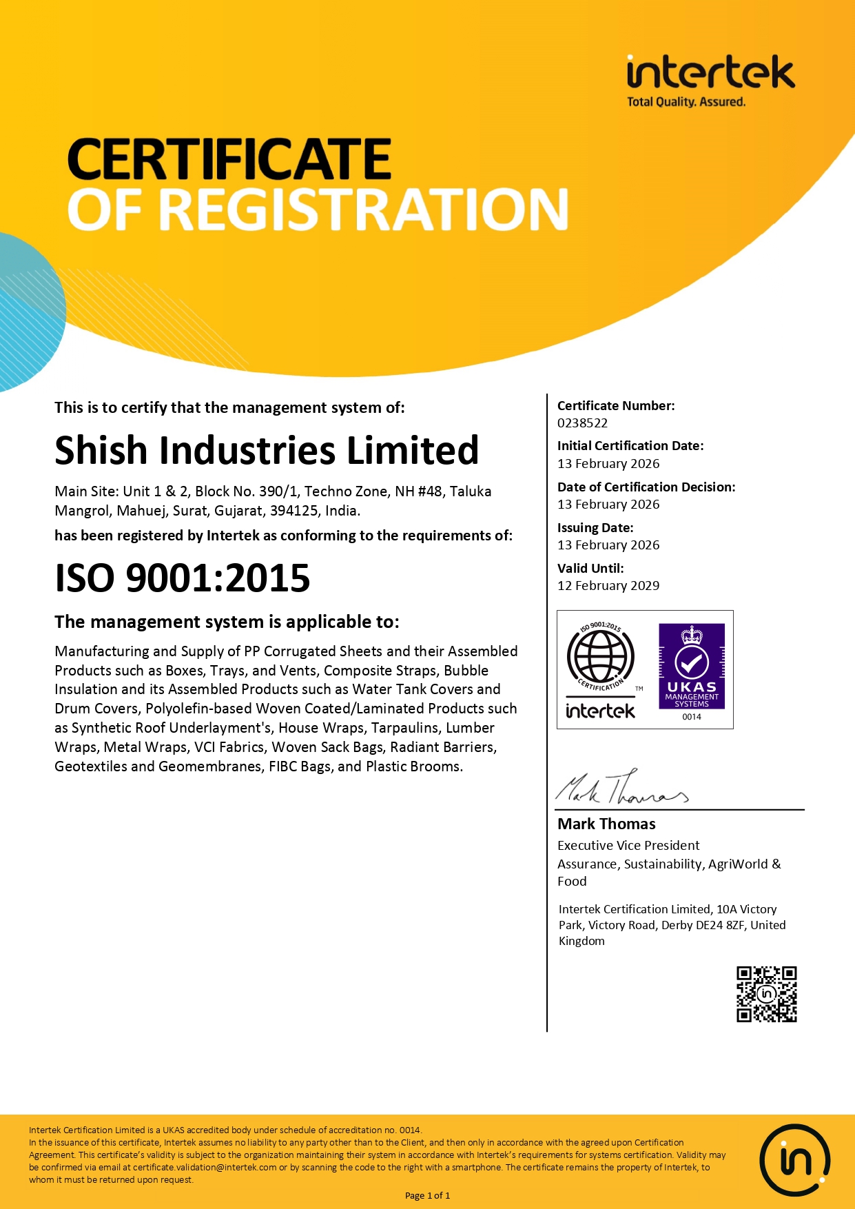 ISO 9001 : 2015 - Quality Management System