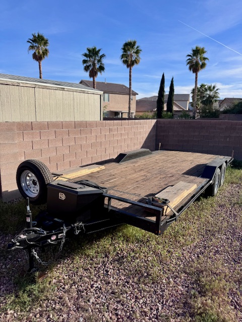 8.5x20 car hauler trailer rental with 12,000 lb winch in Las Vegas, NV