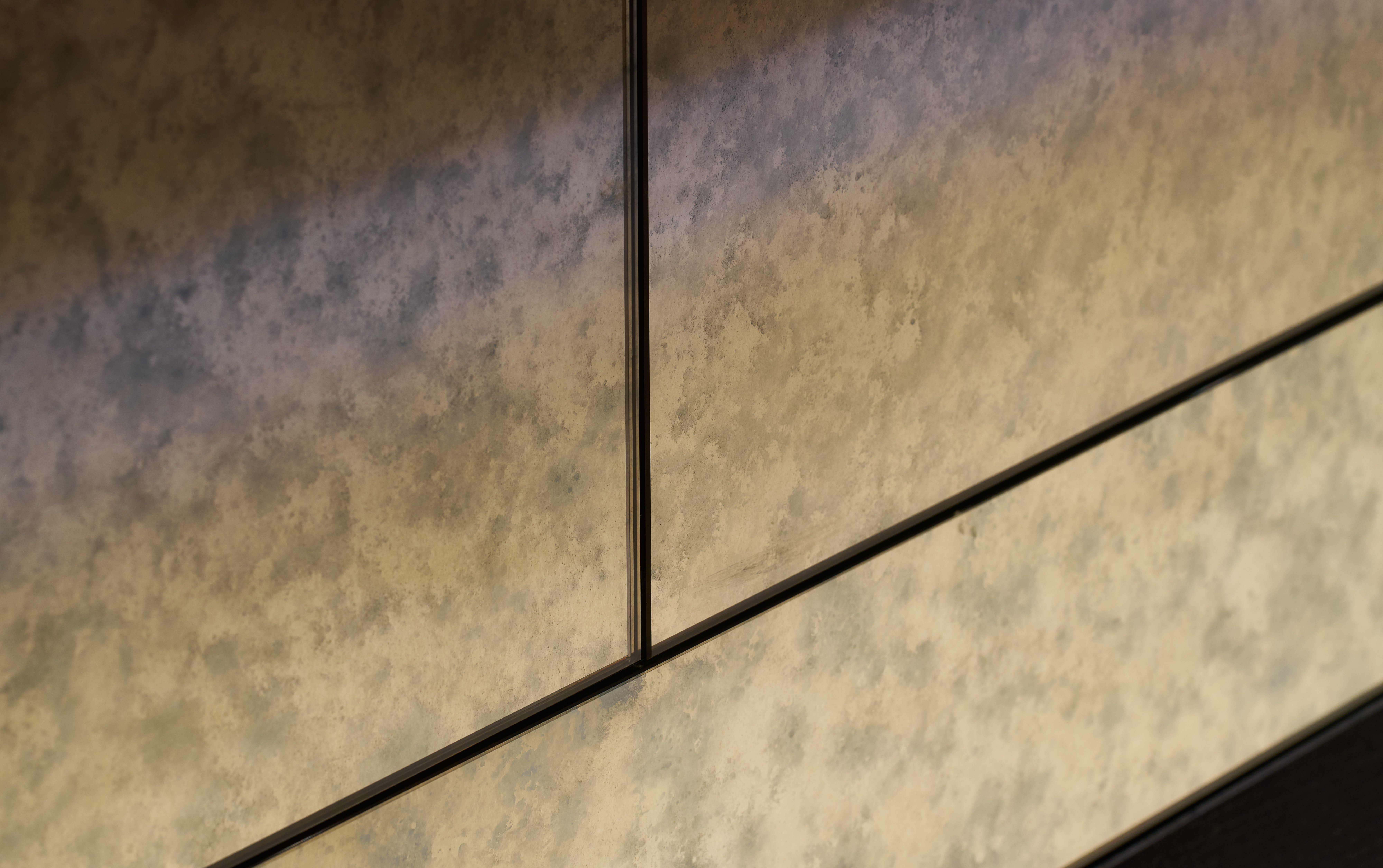 Close-up detail of antique aged mirror finish