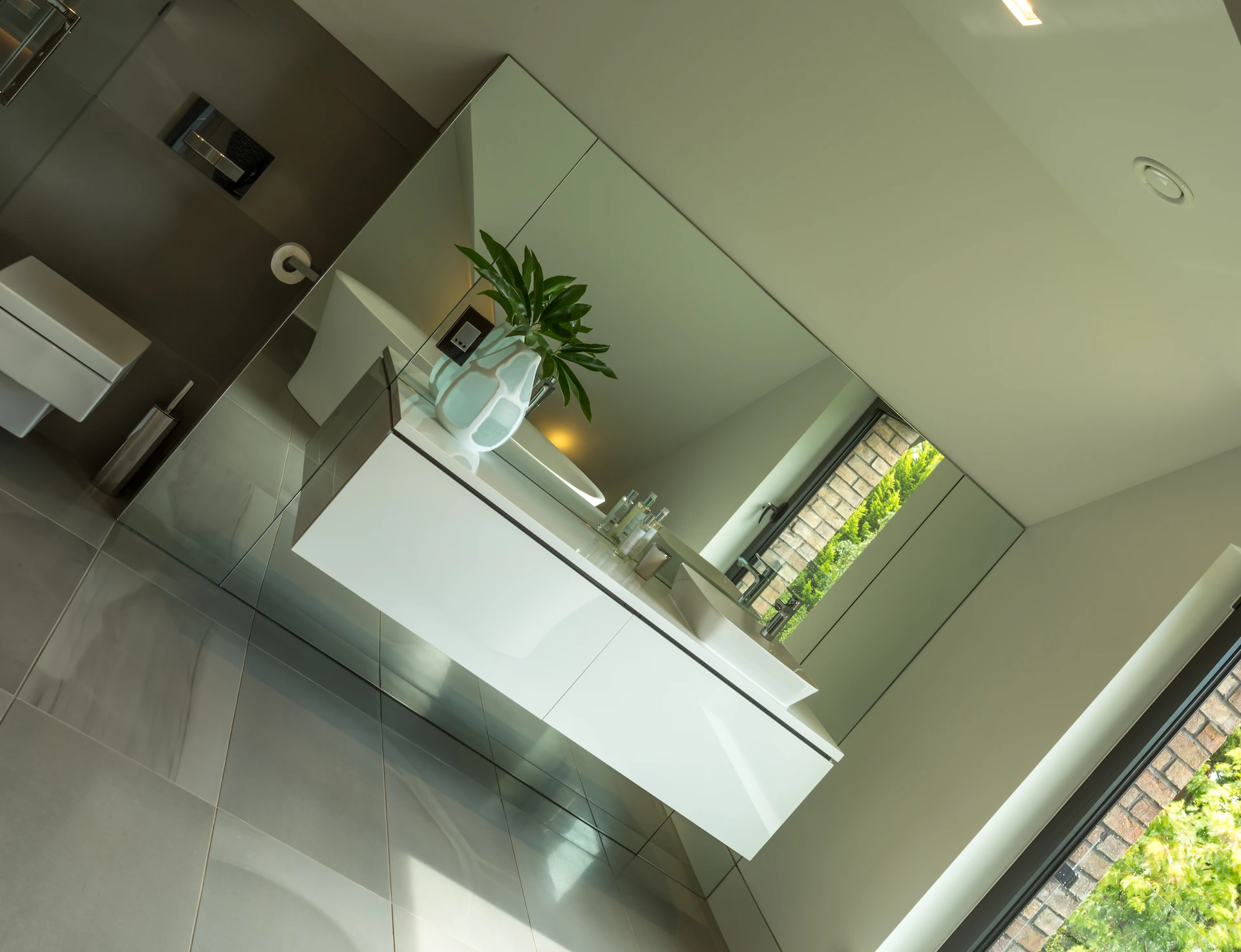 Bespoke bathroom mirror above sink