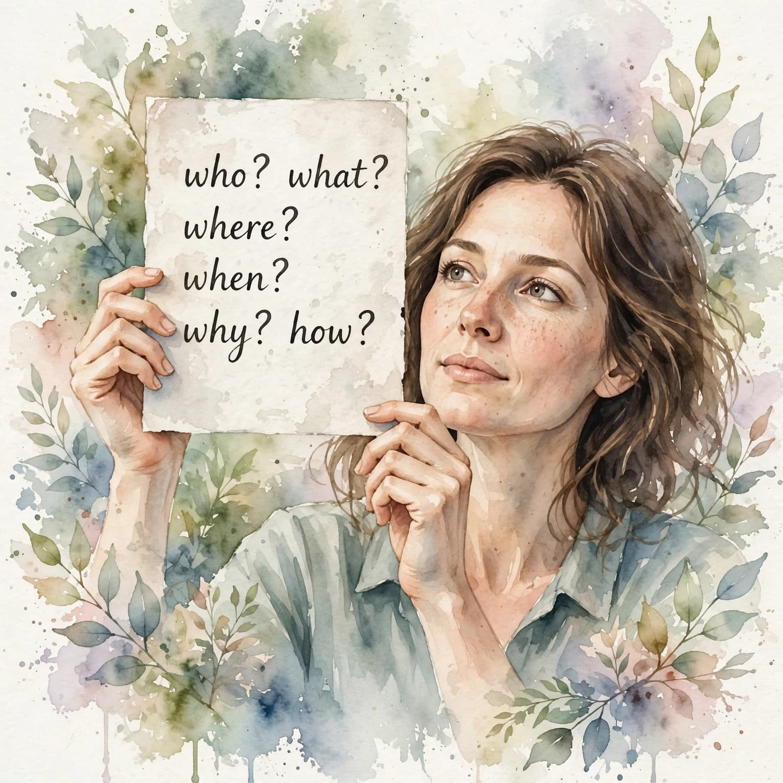 note saying who? what? where? when? why? how?