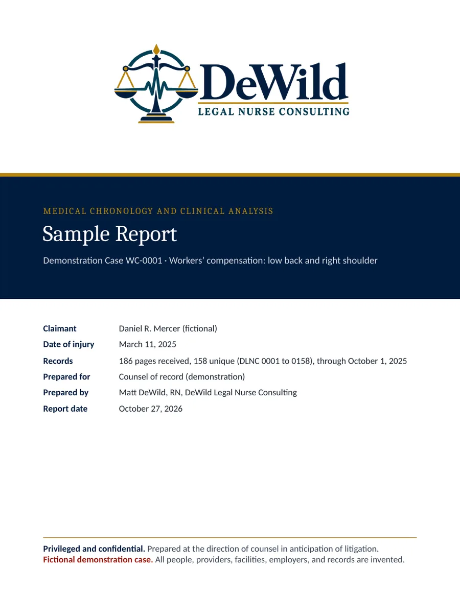 Cover page of the sample report