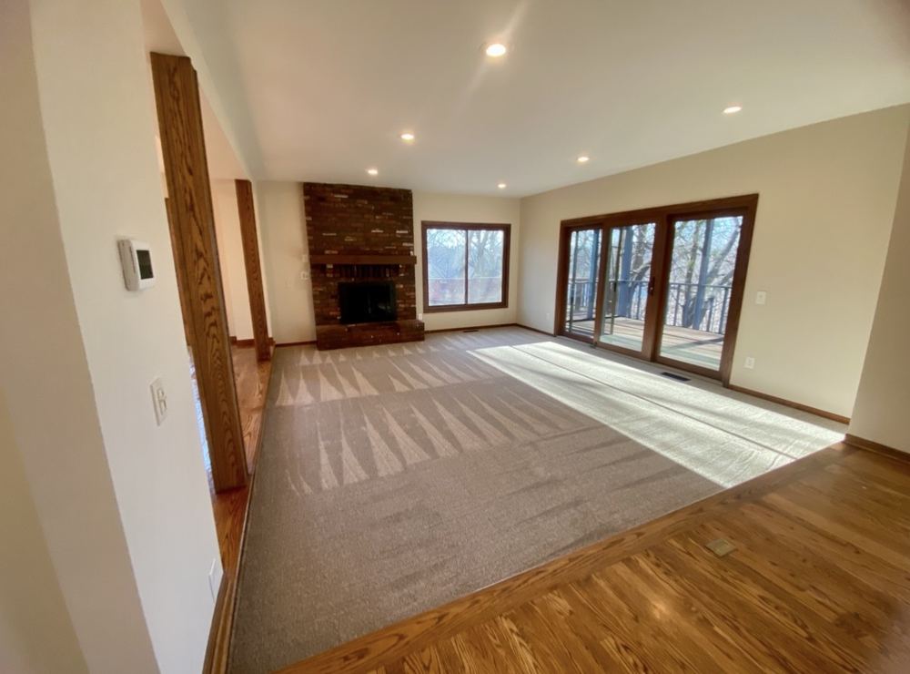 Open living and dining room cleaned and ready to use