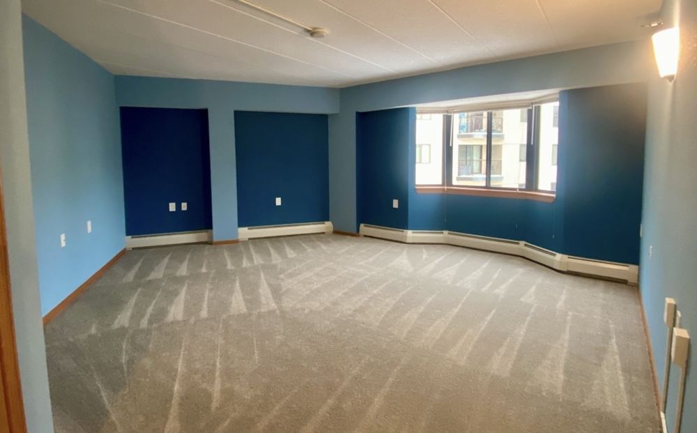 Bedroom with freshly vacuumed carpet