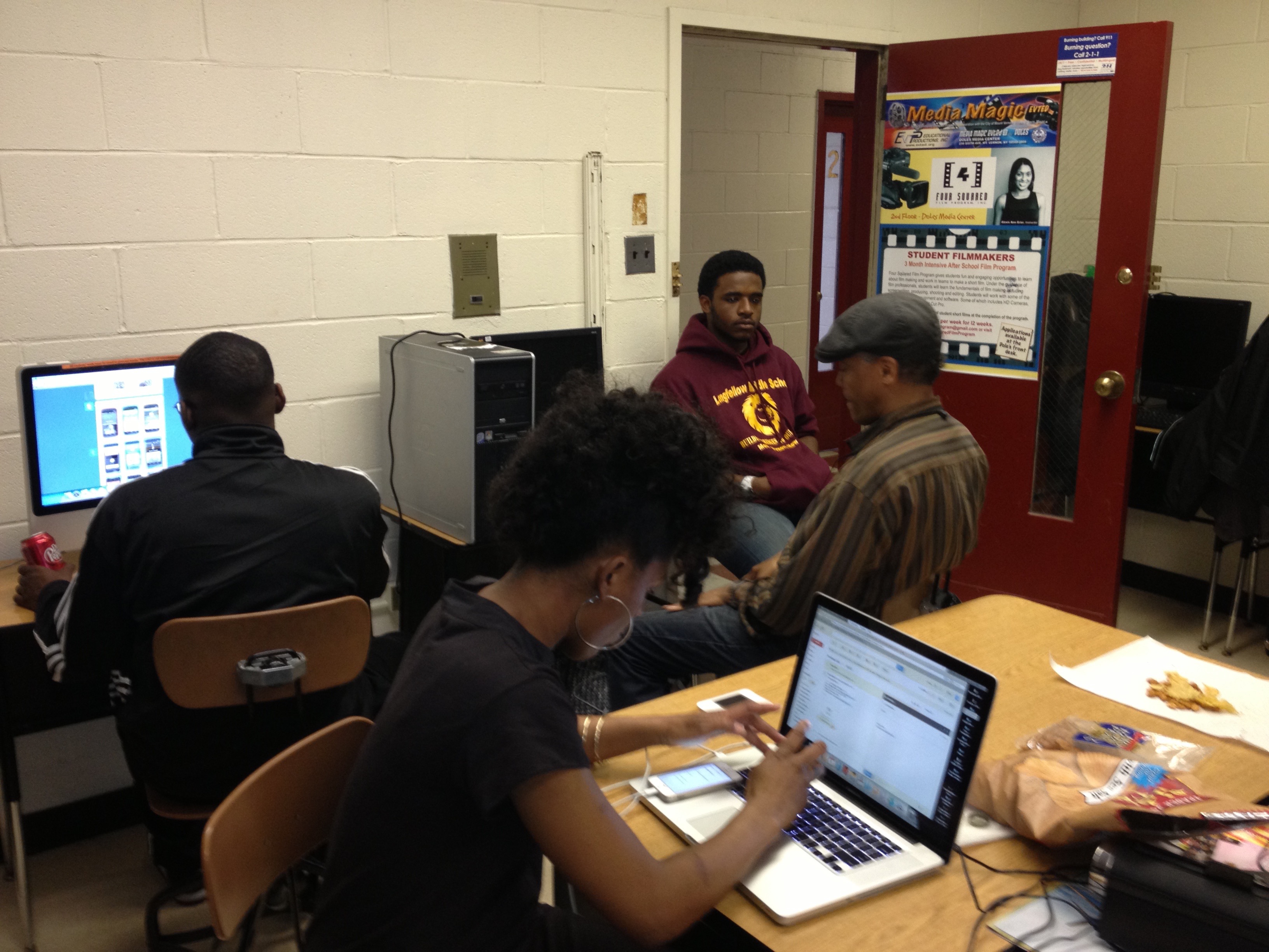 Students participating in EVT Educational Productions media training program focused on African American storytelling and educational media