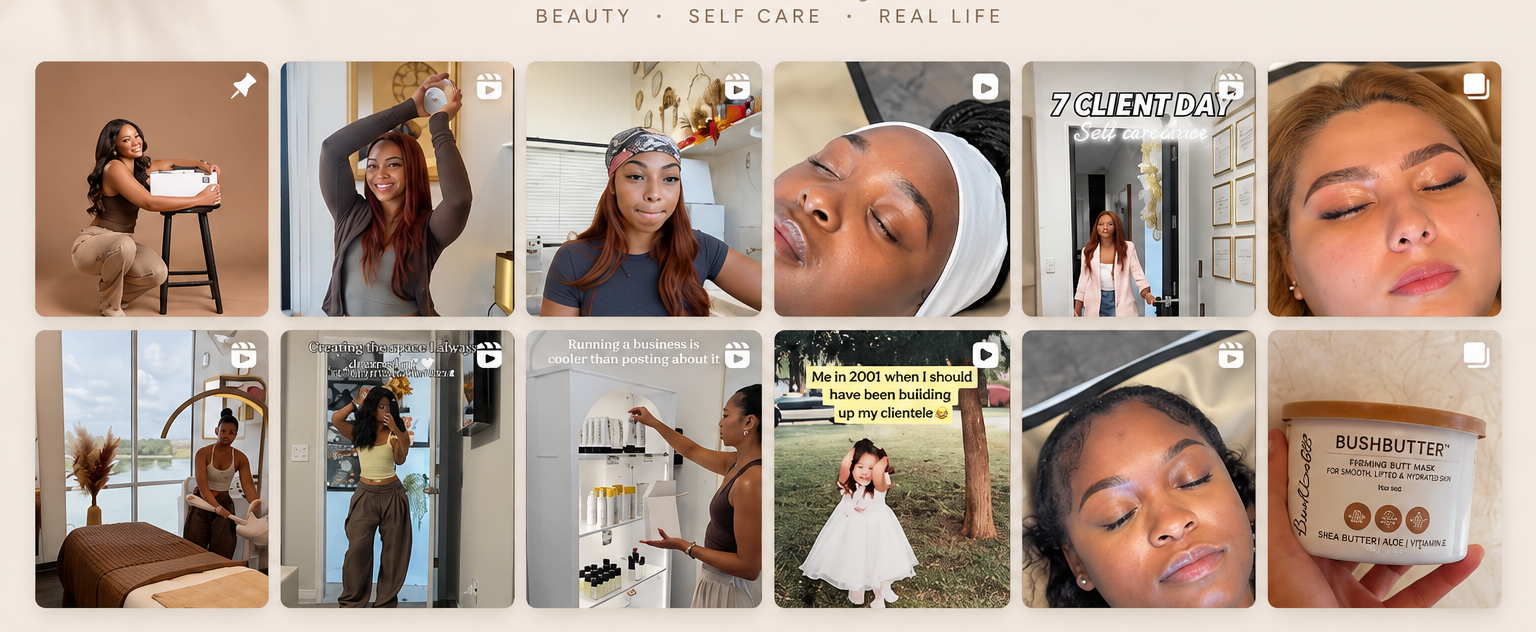 Queen Beauty HTX on Instagram — behind the scenes, brow transformations, and client results