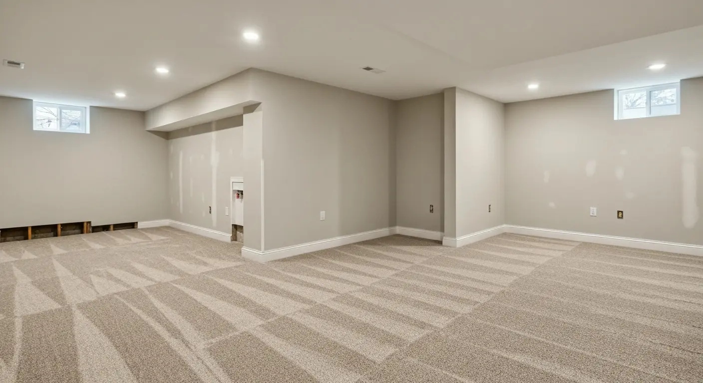 Finished basement with flooring