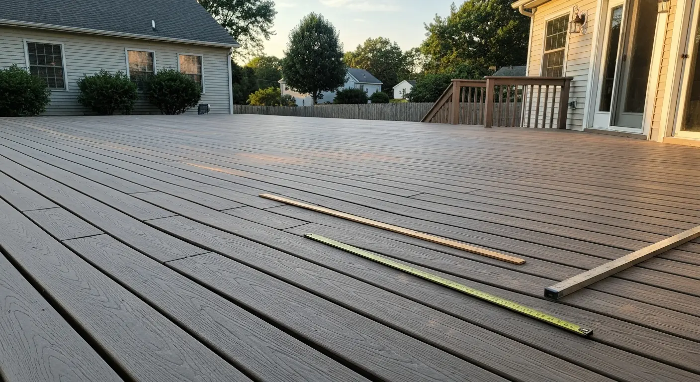Composite deck with low maintenance finish