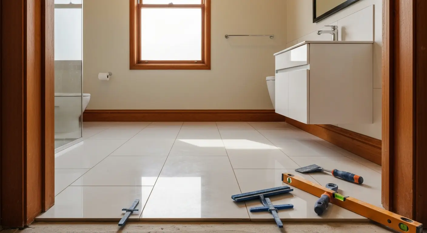 Bathroom floor tile installation