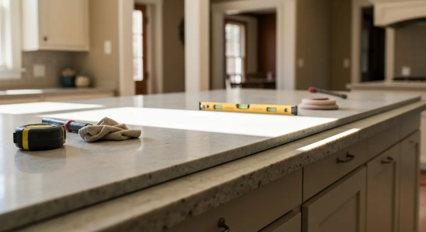 Kitchen island countertop and finishing work
