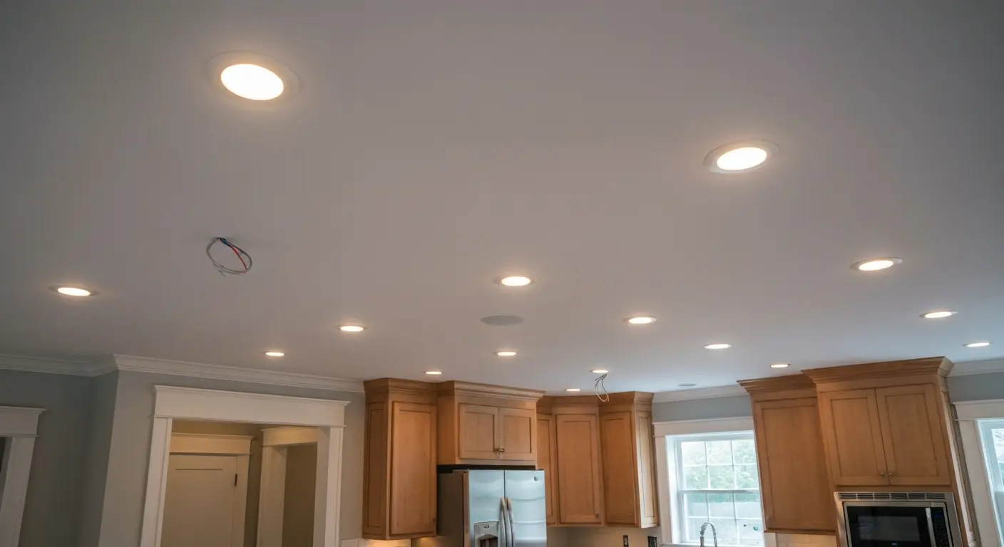 Kitchen overhead lighting installation