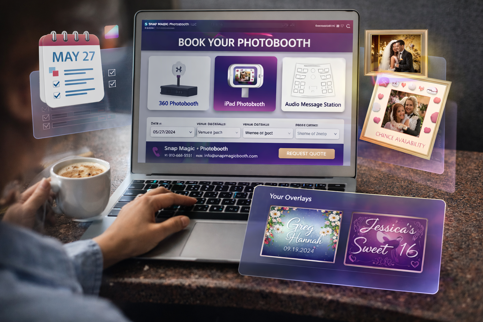 Client consultation and event planning for a photobooth rental in Spring Lake NC