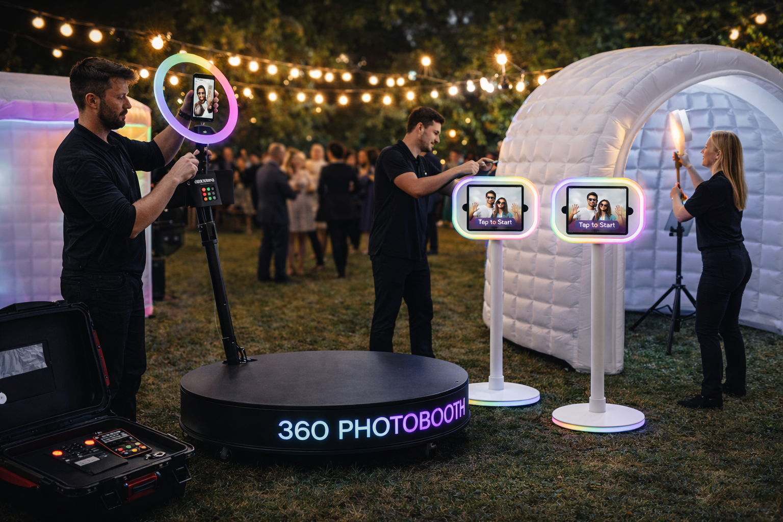 Professional photobooth setup and equipment testing in Fayetteville NC