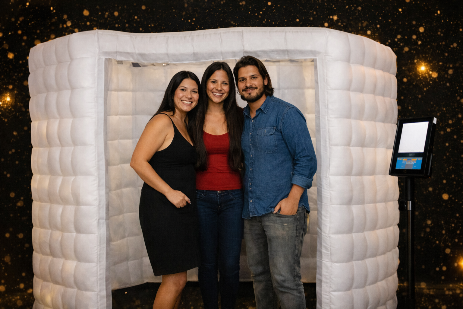 Sleek iPad Digital Photobooth setup with ring light for parties in Fayetteville NC