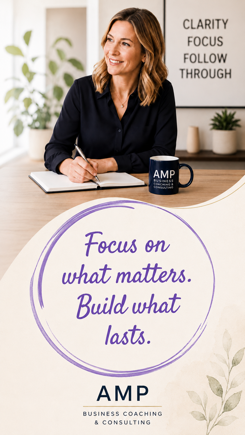 Alice with the message Focus on what matters. Build what lasts.