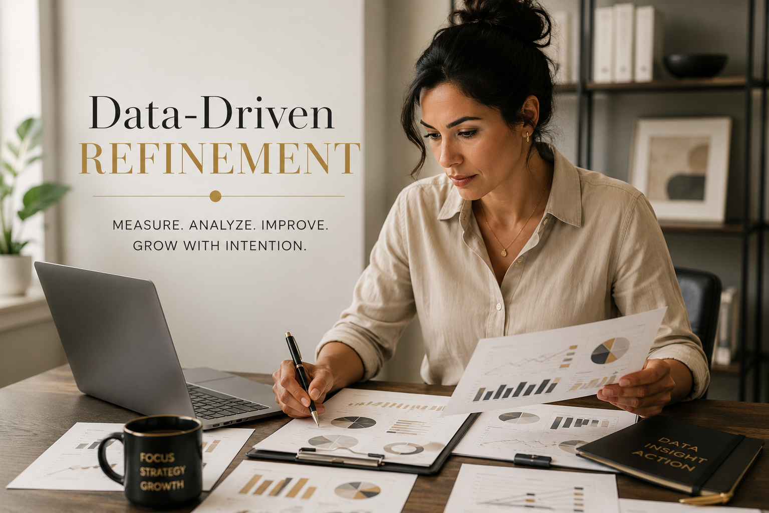 Data-driven professional workspace with focus Data-driven professional workspace with focus