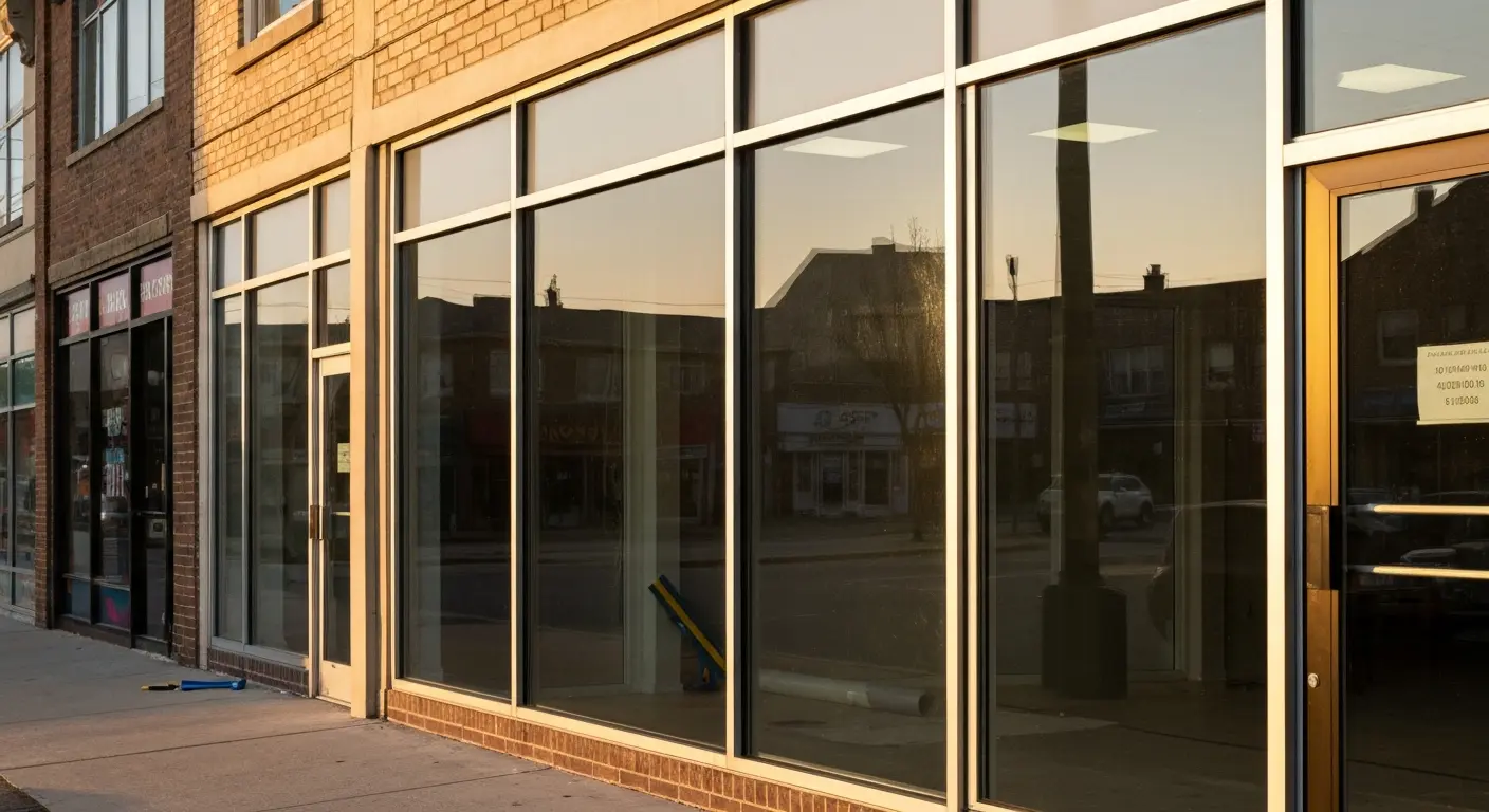 Commercial storefront tinted windows