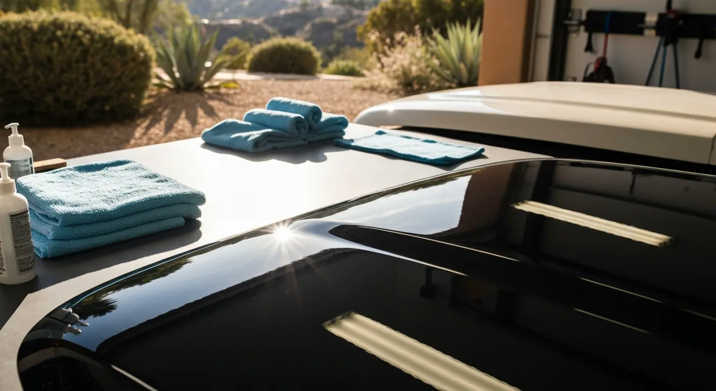 Ceramic coating application on vehicle