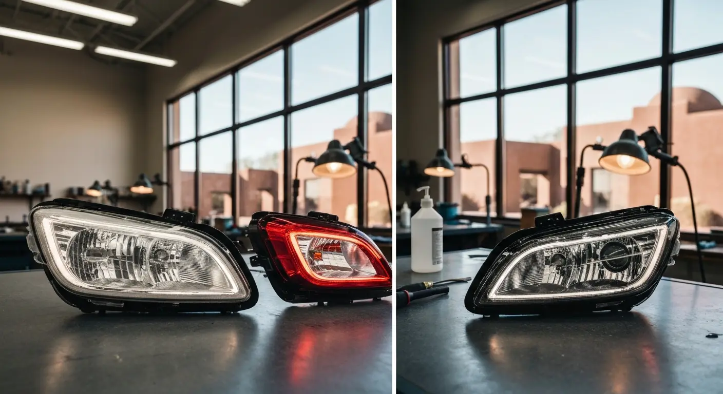 Headlight tinting before and after