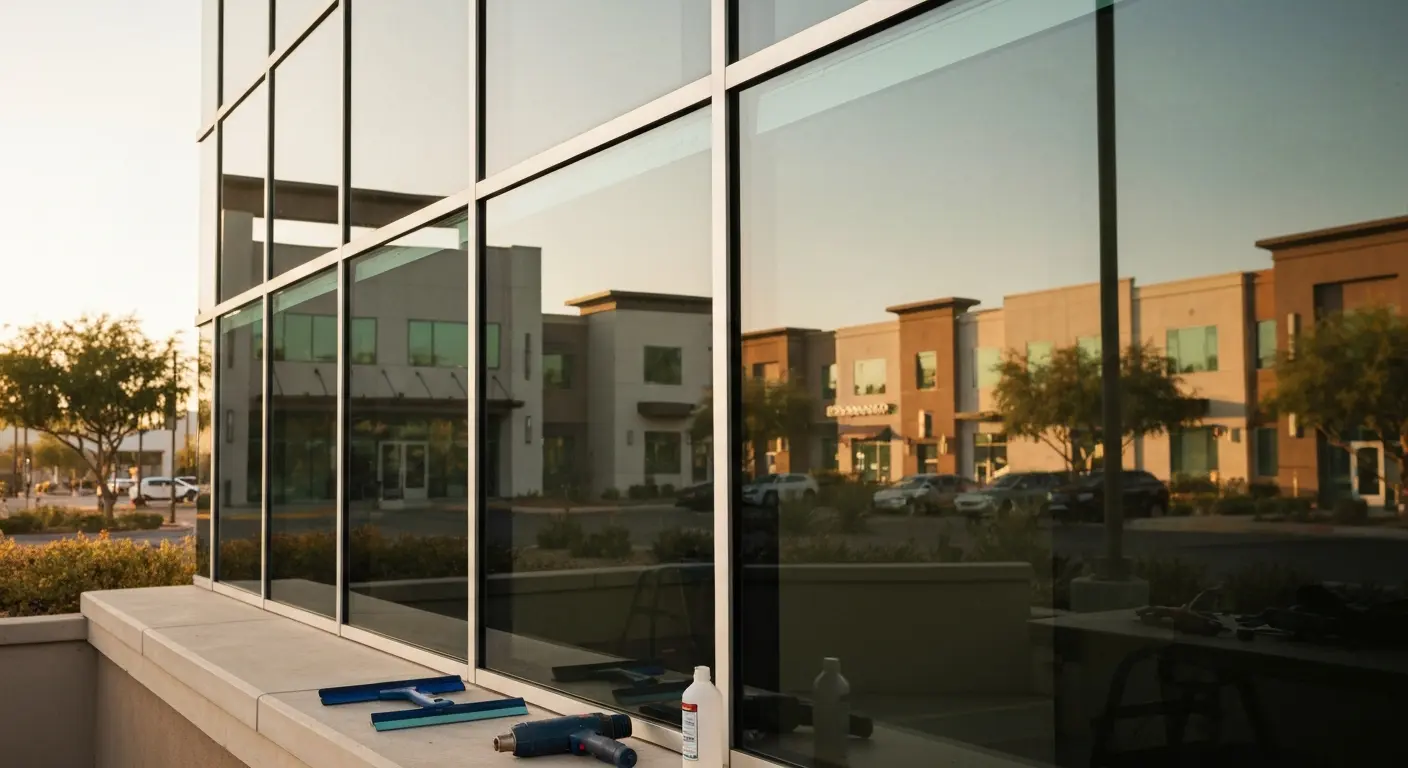 Commercial window tinting installation