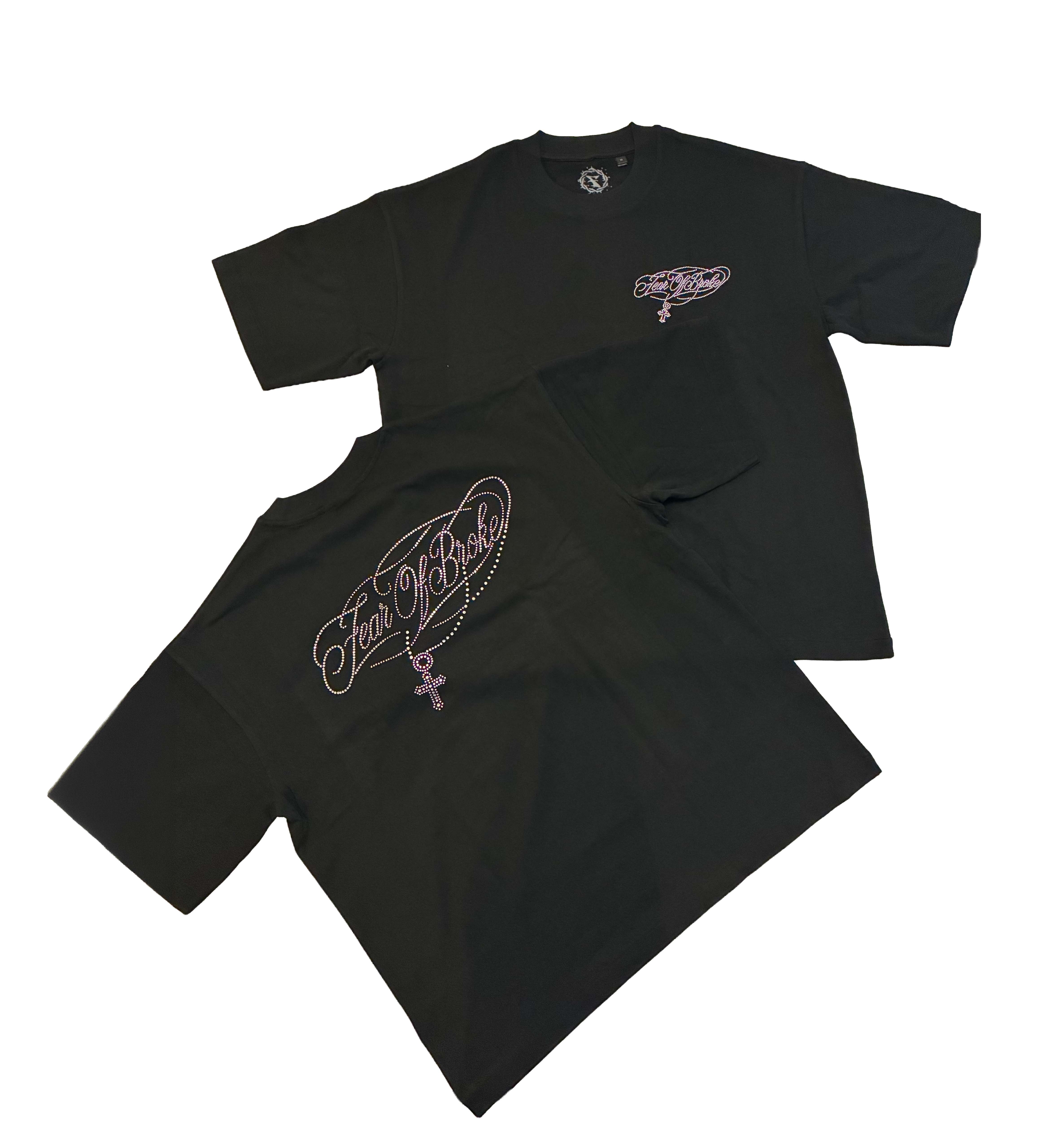 Fear of Broke Black Rhinestone T-Shirt
