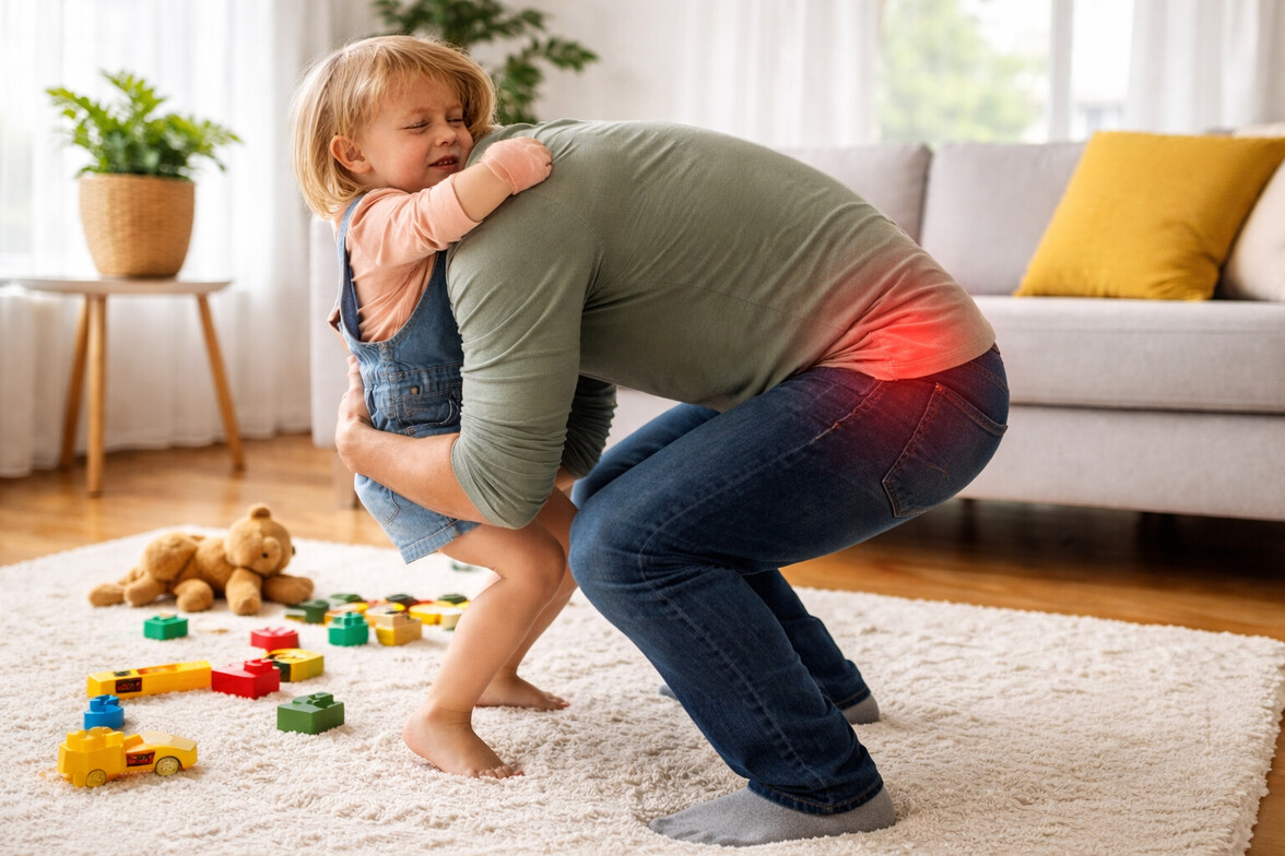 Lifting a child with back pain