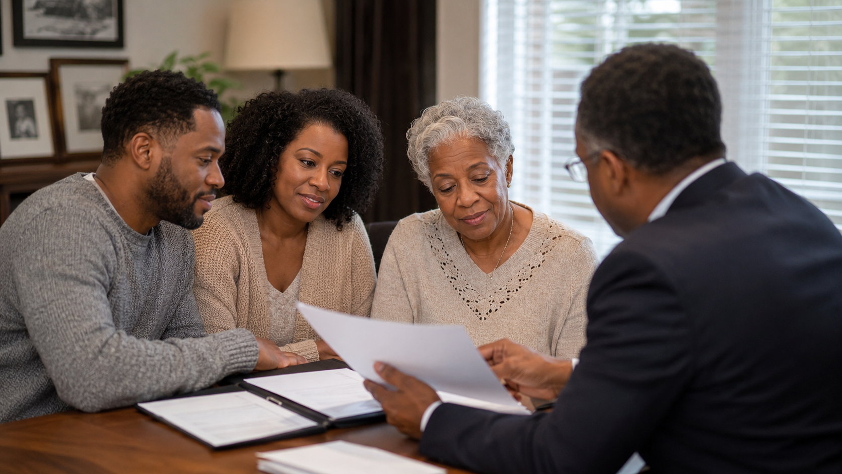 Family discussing funeral planning and Final Expense Insurance protection