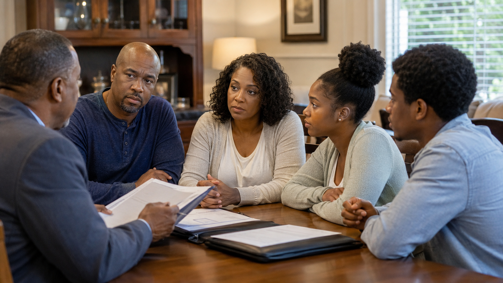 Family discussing Final Expense Insurance and funeral planning after a heart disease diagnosis