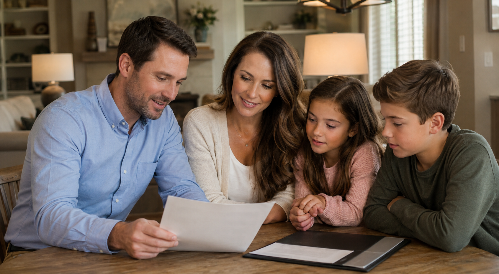 Family discussing affordable Term Life Insurance options after comparing multiple insurance companies