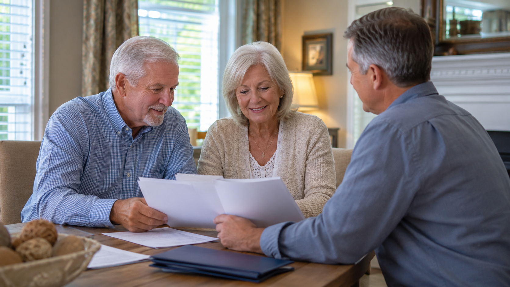 Senior family discussing funeral planning and Final Expense Insurance options Senior family discussing funeral planning and Final Expense Insurance options