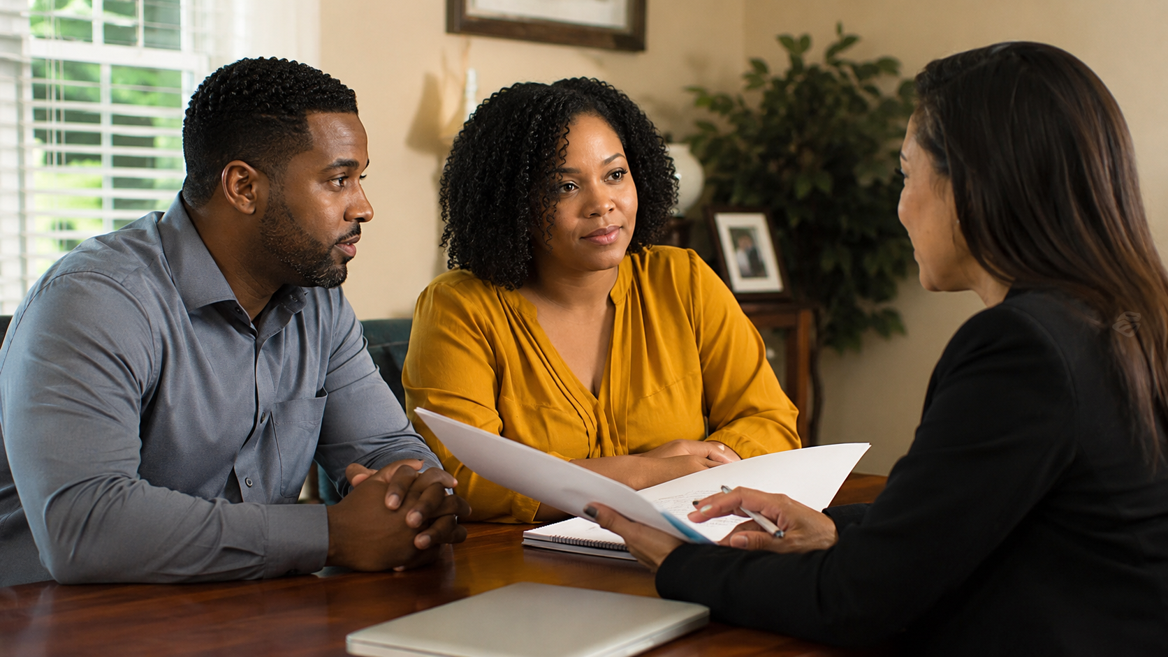 Family discussing Term Life Insurance underwriting and medical history with an advisor