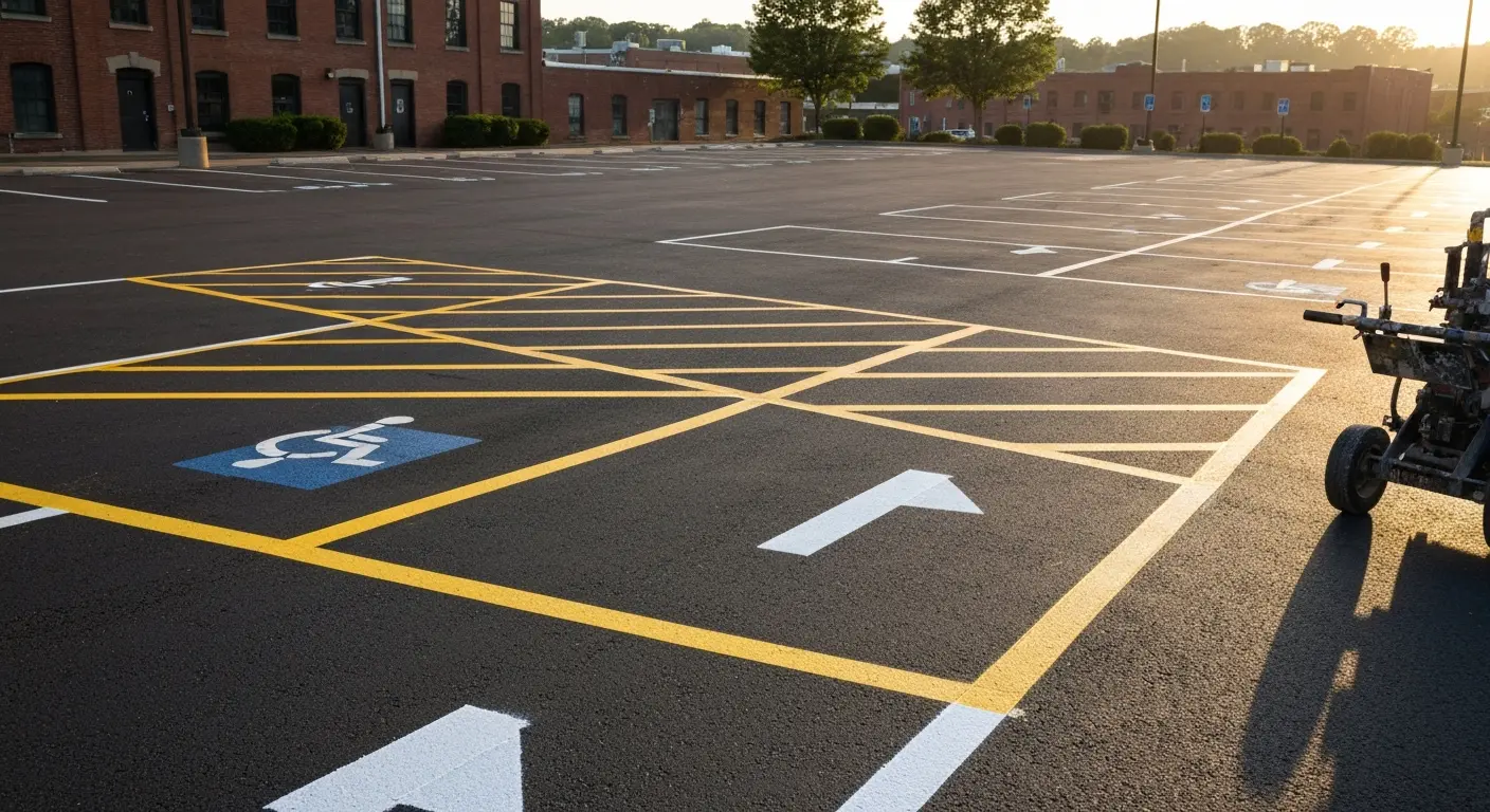 Traffic line painting on parking lot