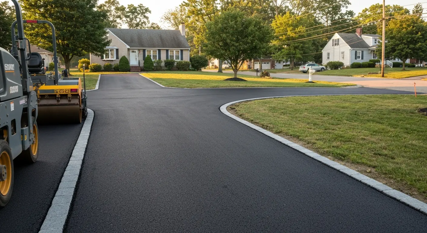 Asphalt paving driveway