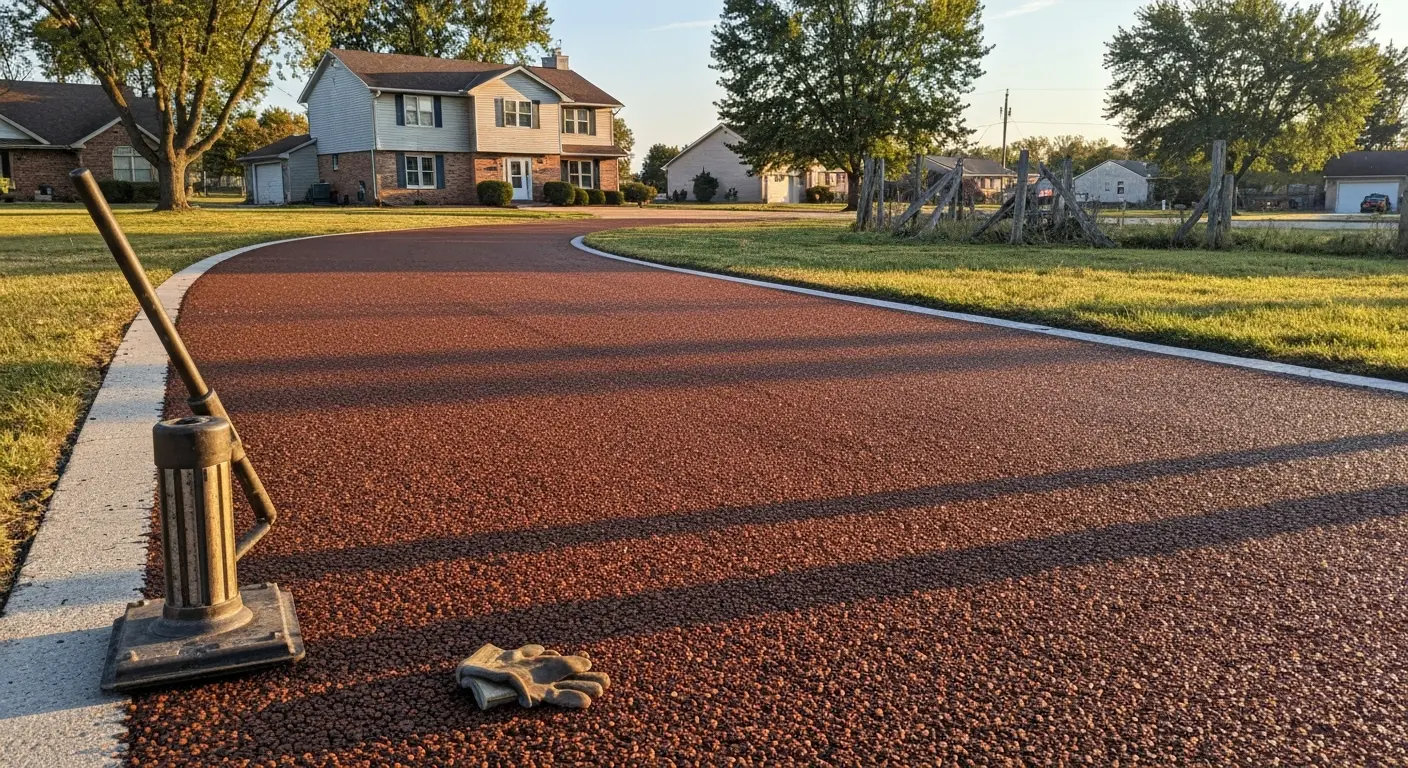 Tar and chip driveway finish