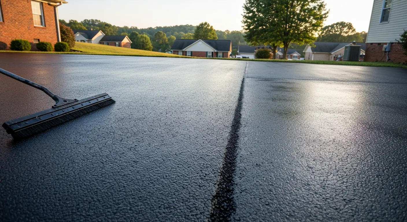 Asphalt sealcoating application