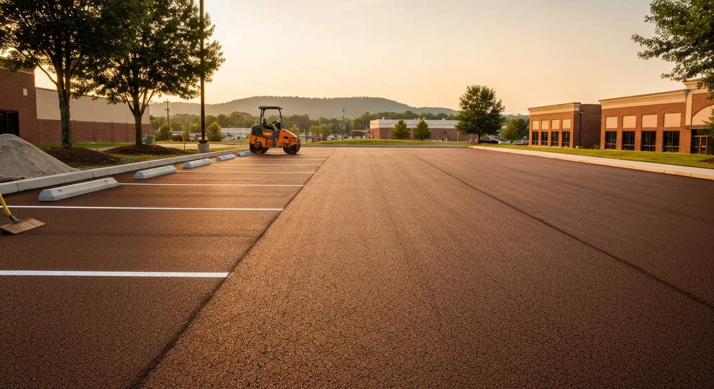 Tar and chip parking lot